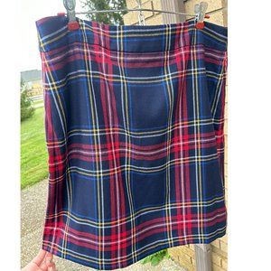 Talbots A-Line Plaid Skirt - Size 12 - Blue Red Yellow And White